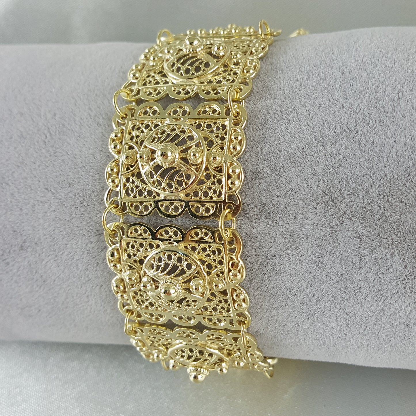 Statement Filigree Panel Bracelet with Toggle Clasp