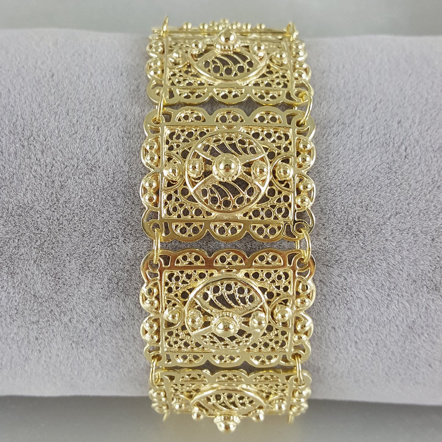 Statement Filigree Panel Bracelet with Toggle Clasp