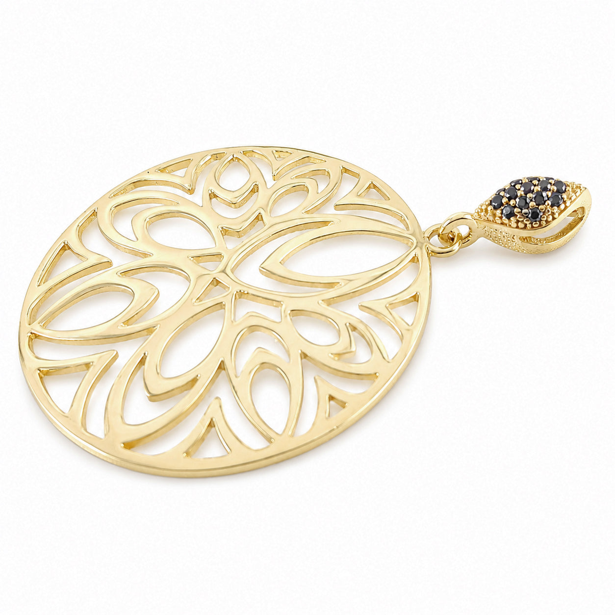 Openwork Medallion Pendant with Black Spinels