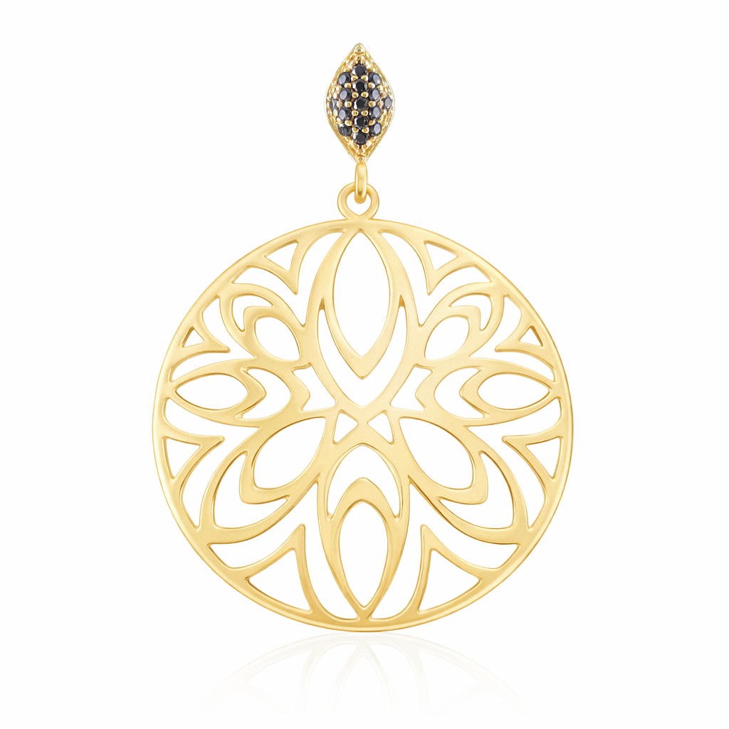 Openwork Medallion Pendant with Black Spinels