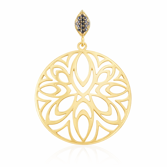 Openwork Medallion Pendant with Black Spinels