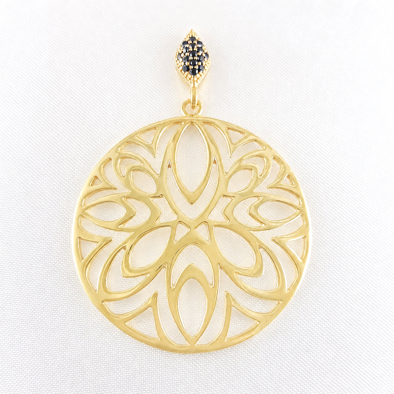 Openwork Medallion Pendant with Black Spinels