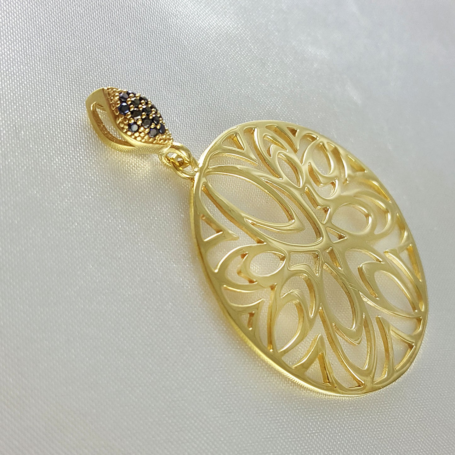 Openwork Medallion Pendant with Black Spinels