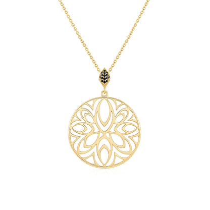 Openwork Medallion Pendant with Black Spinels