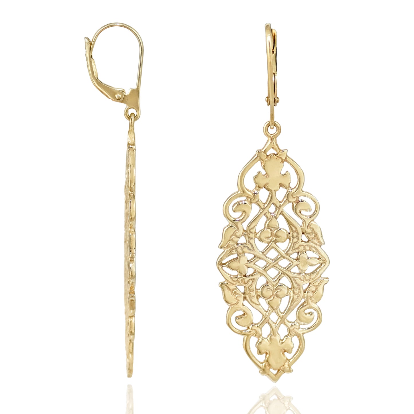 Ornate Openwork Scrollwork Drop Earrings