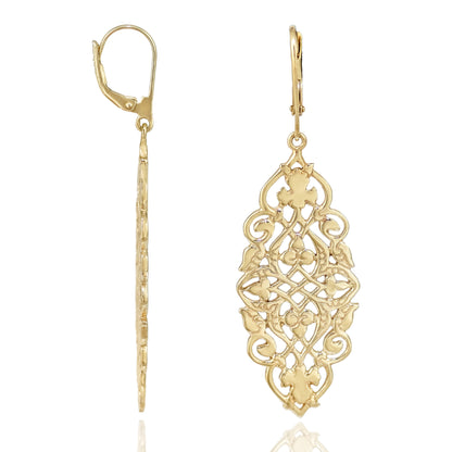 Ornate Openwork Scrollwork Drop Earrings