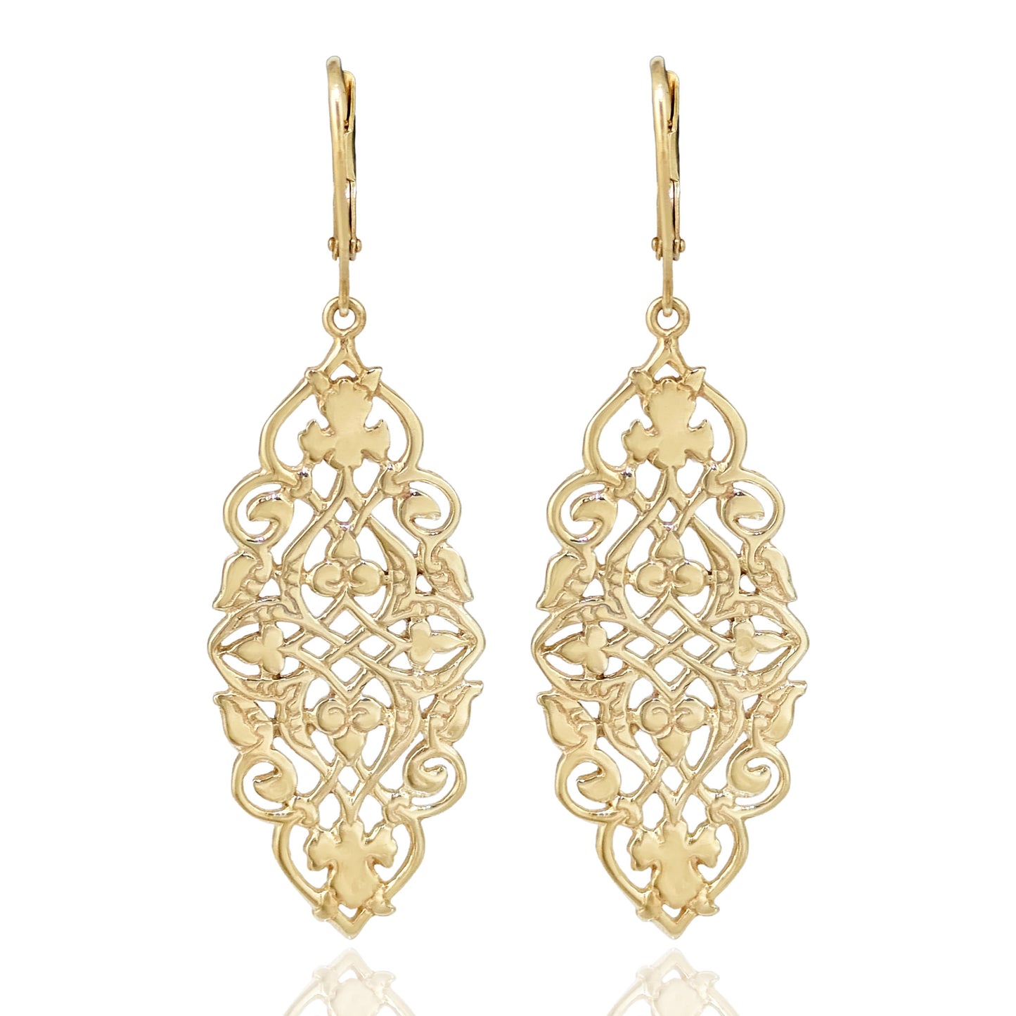 Ornate Openwork Scrollwork Drop Earrings