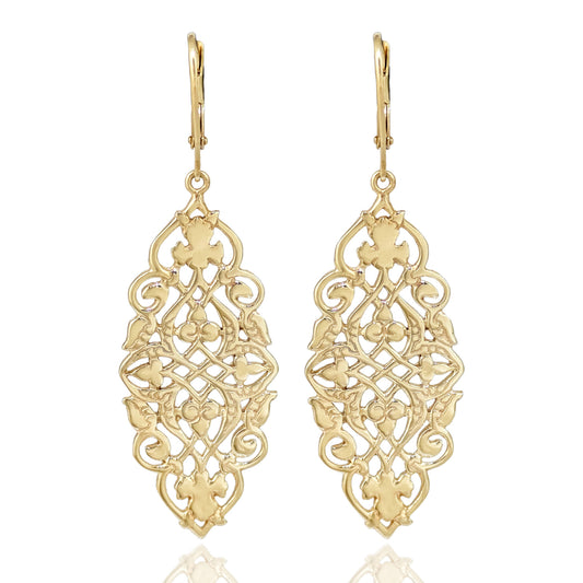 Ornate Openwork Scrollwork Drop Earrings