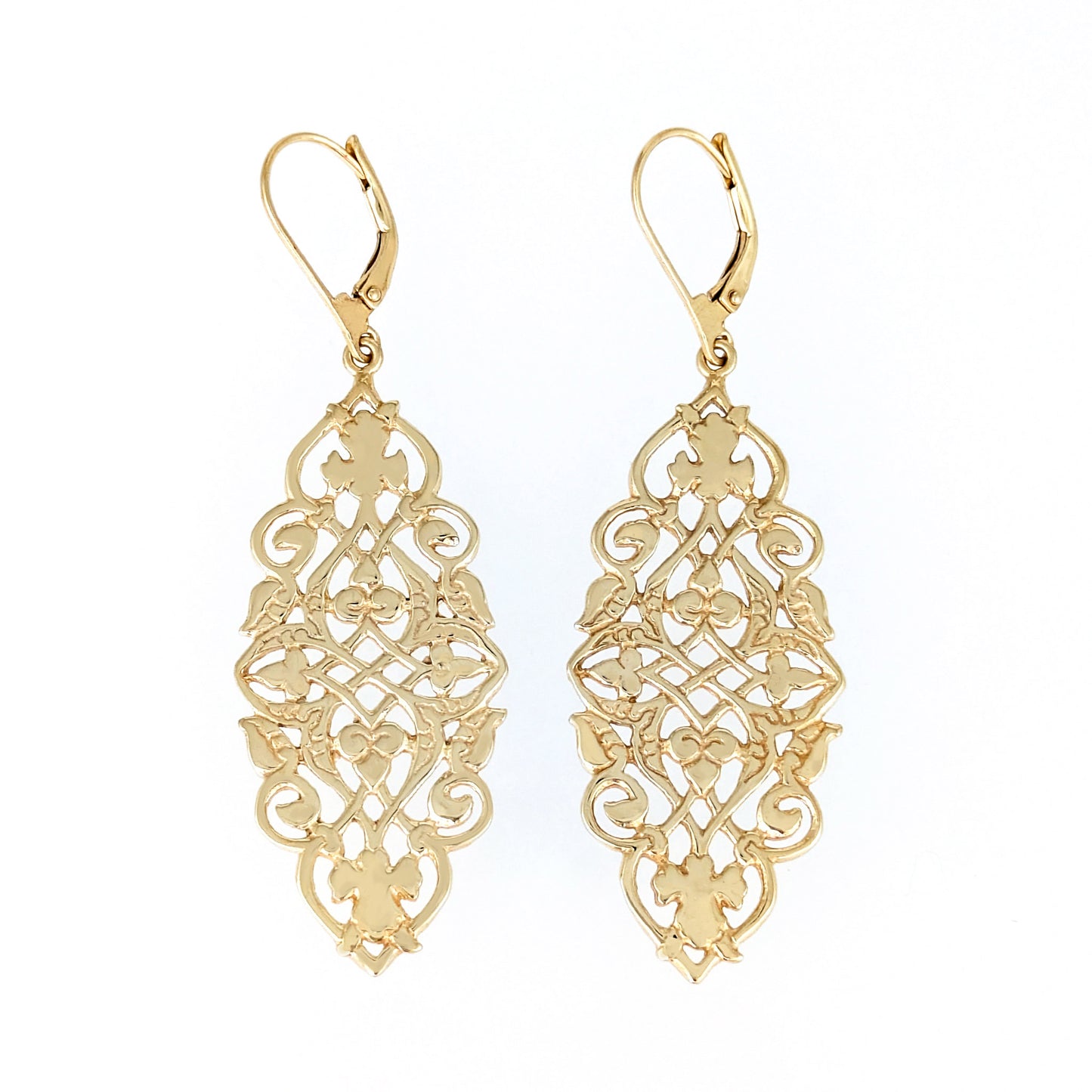Ornate Openwork Scrollwork Drop Earrings