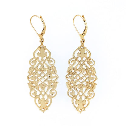 Ornate Openwork Scrollwork Drop Earrings