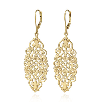 Ornate Openwork Scrollwork Drop Earrings