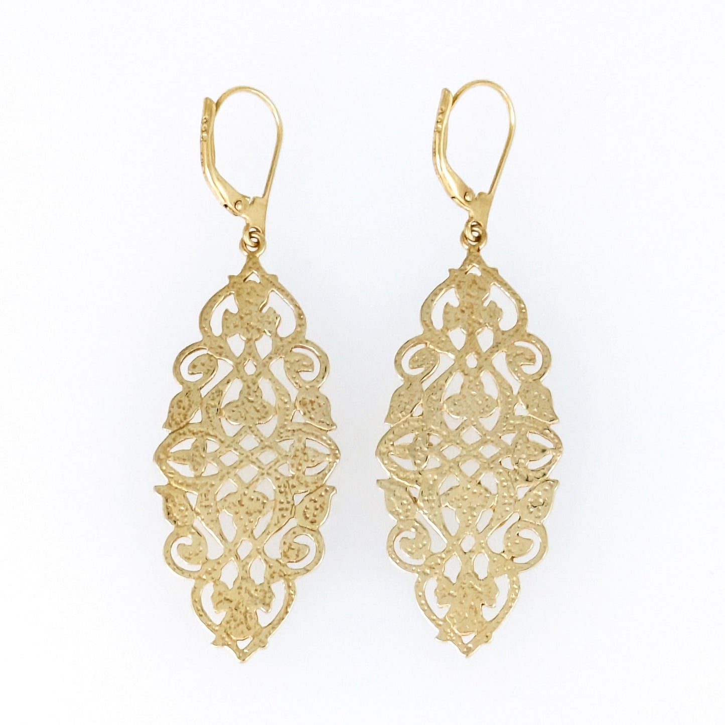 Ornate Openwork Scrollwork Drop Earrings