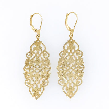 Ornate Openwork Scrollwork Drop Earrings