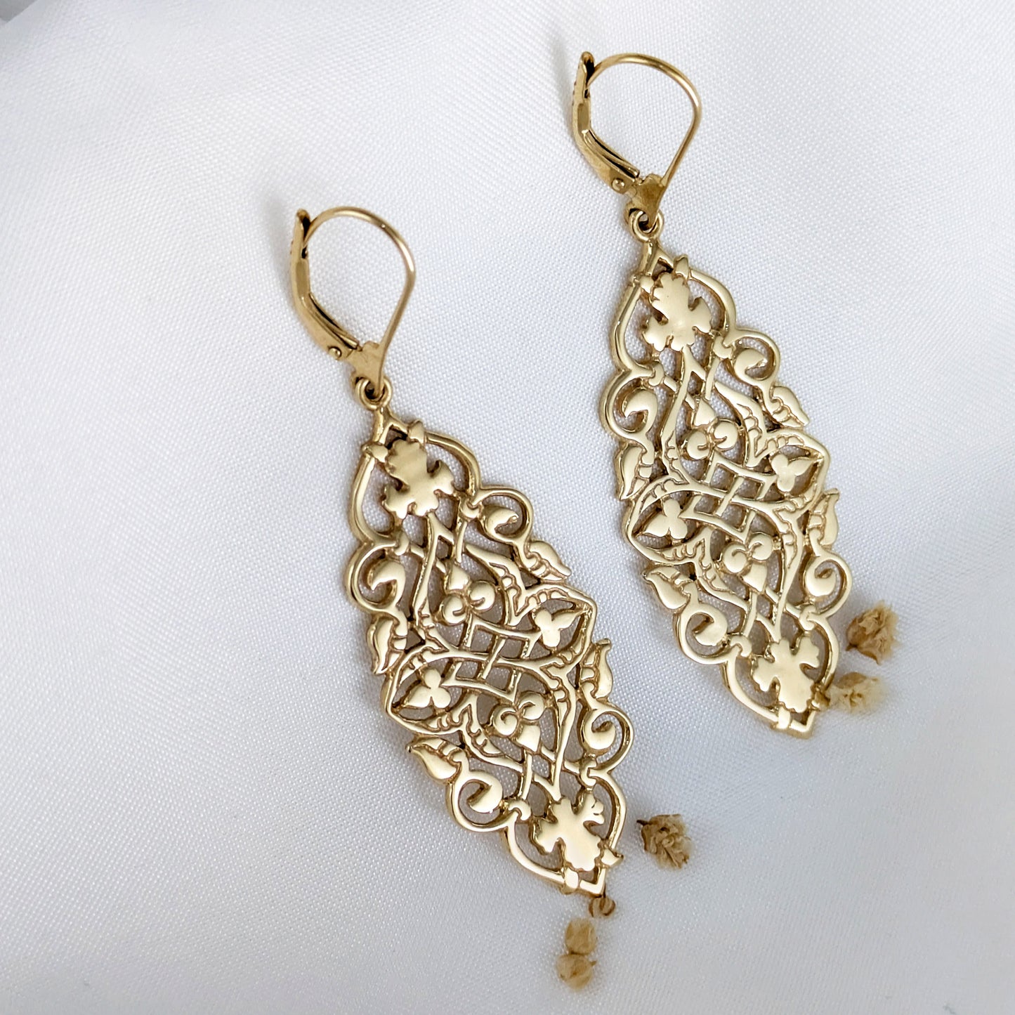 Ornate Openwork Scrollwork Drop Earrings