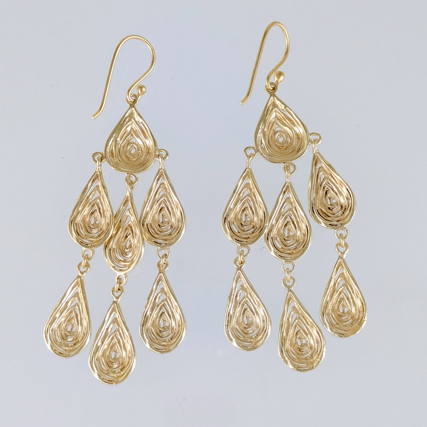 18K Gold Plated 2.75" Textured Dangle Earrings