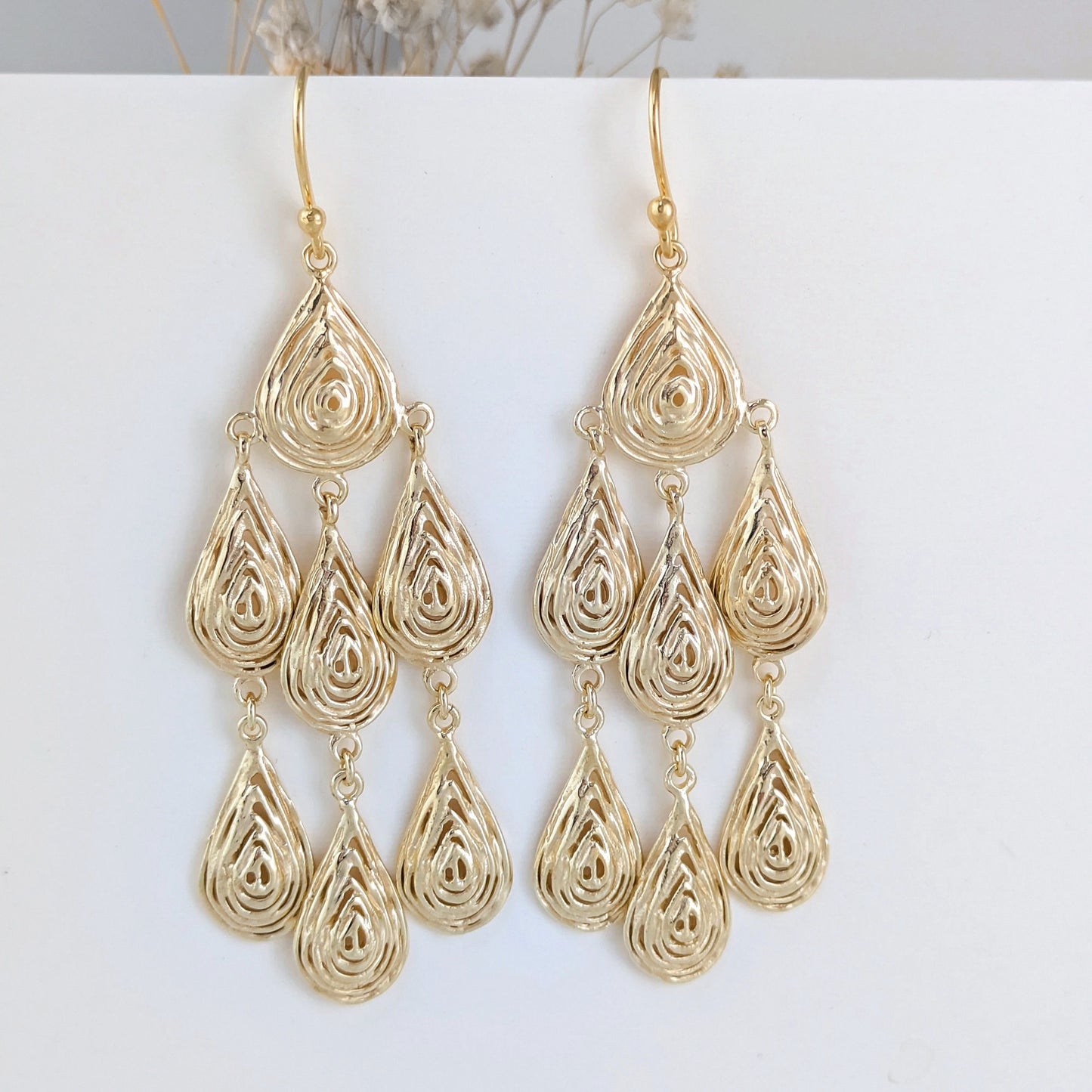 Textured Drop Chandelier Earrings