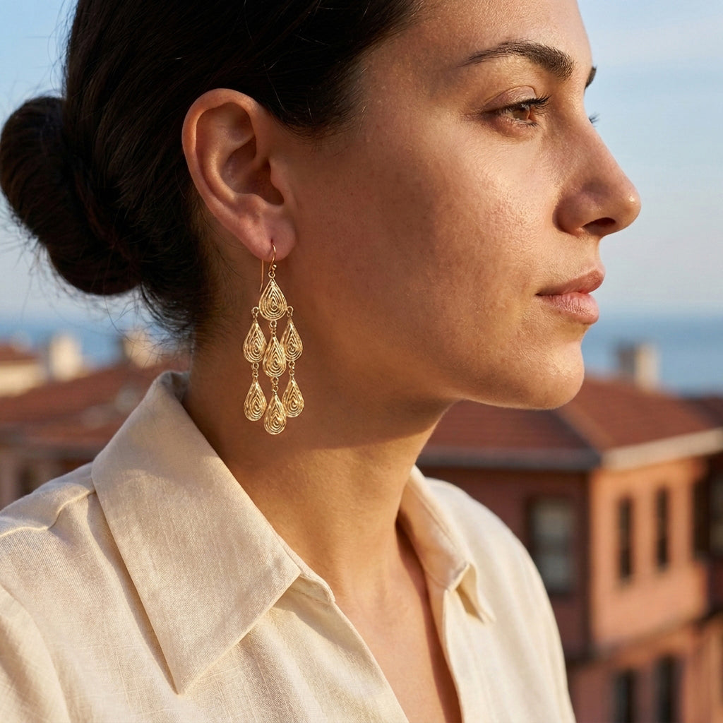 Textured Drop Chandelier Earrings
