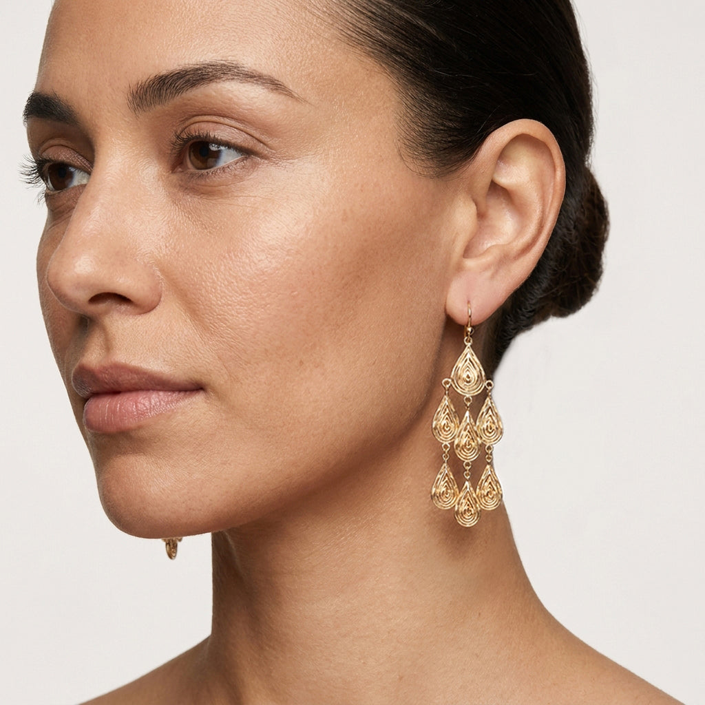Textured Drop Chandelier Earrings