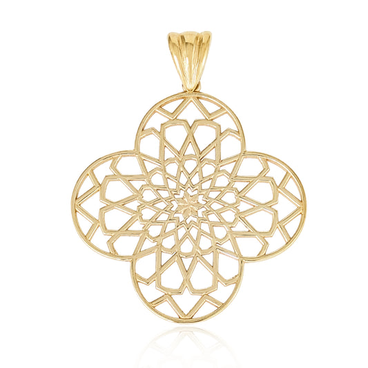Geometric Openwork Clover Pendant