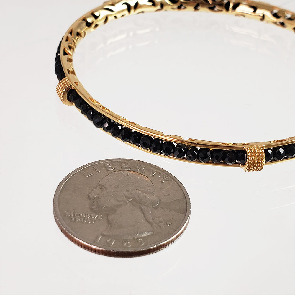 GOB Channel Elegant Sparkling Black Spinel Gemstone Bracelet