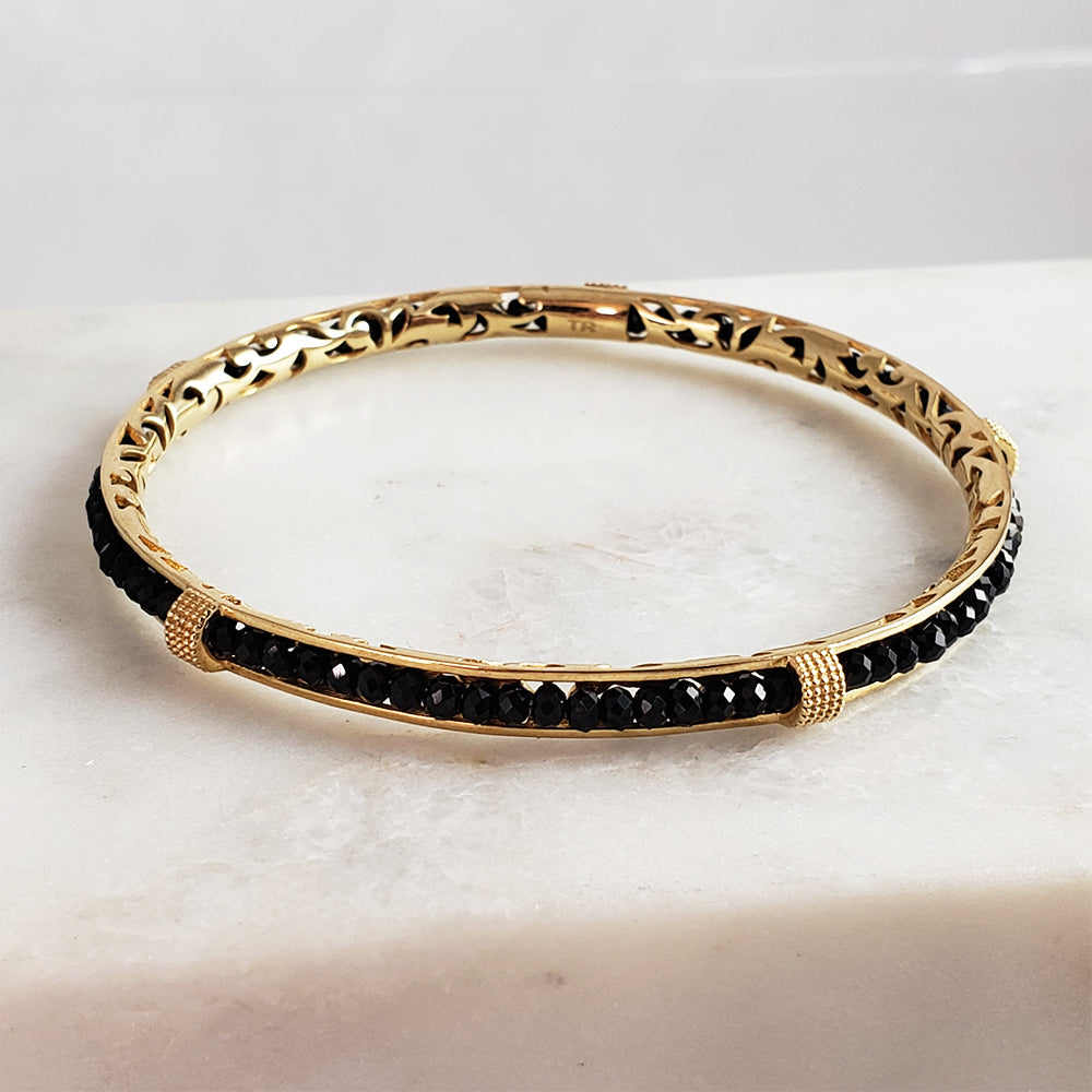 GOB Channel Elegant Sparkling Black Spinel Gemstone Bracelet