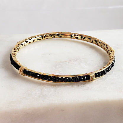 GOB Channel Elegant Sparkling Black Spinel Gemstone Bracelet