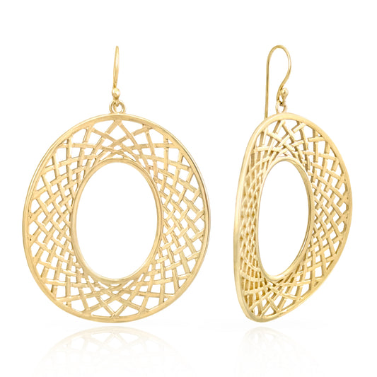 Openwork Oval Drop Earrings — Geometric Statement
