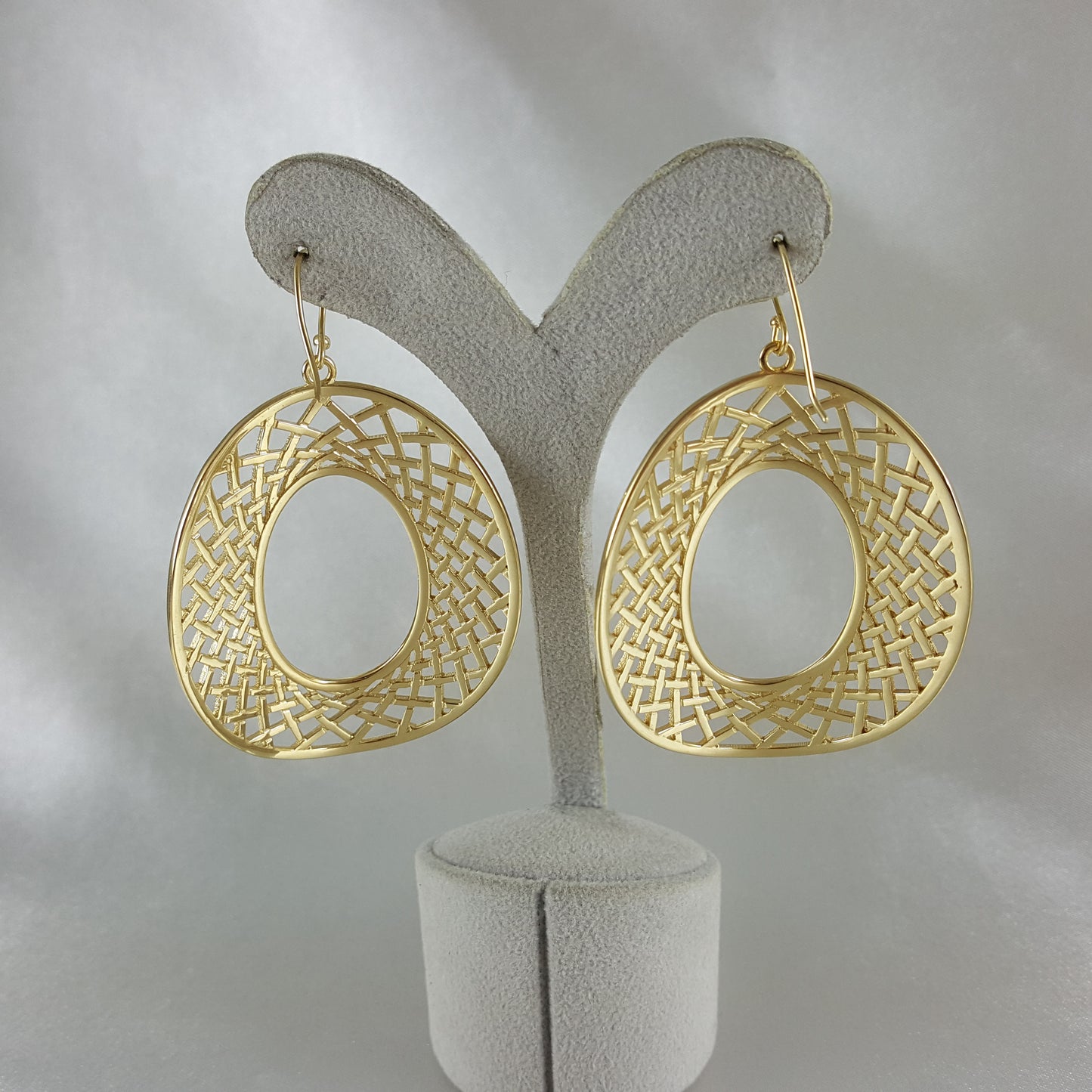 Woven Gold Oval Earrings