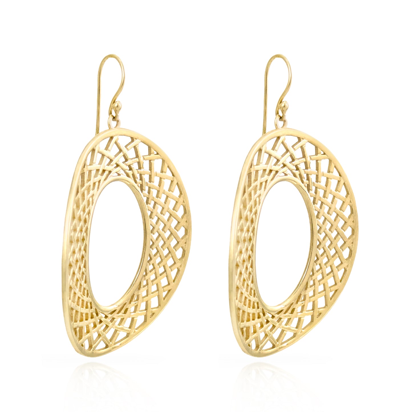 Openwork Oval Drop Earrings — Geometric Statement