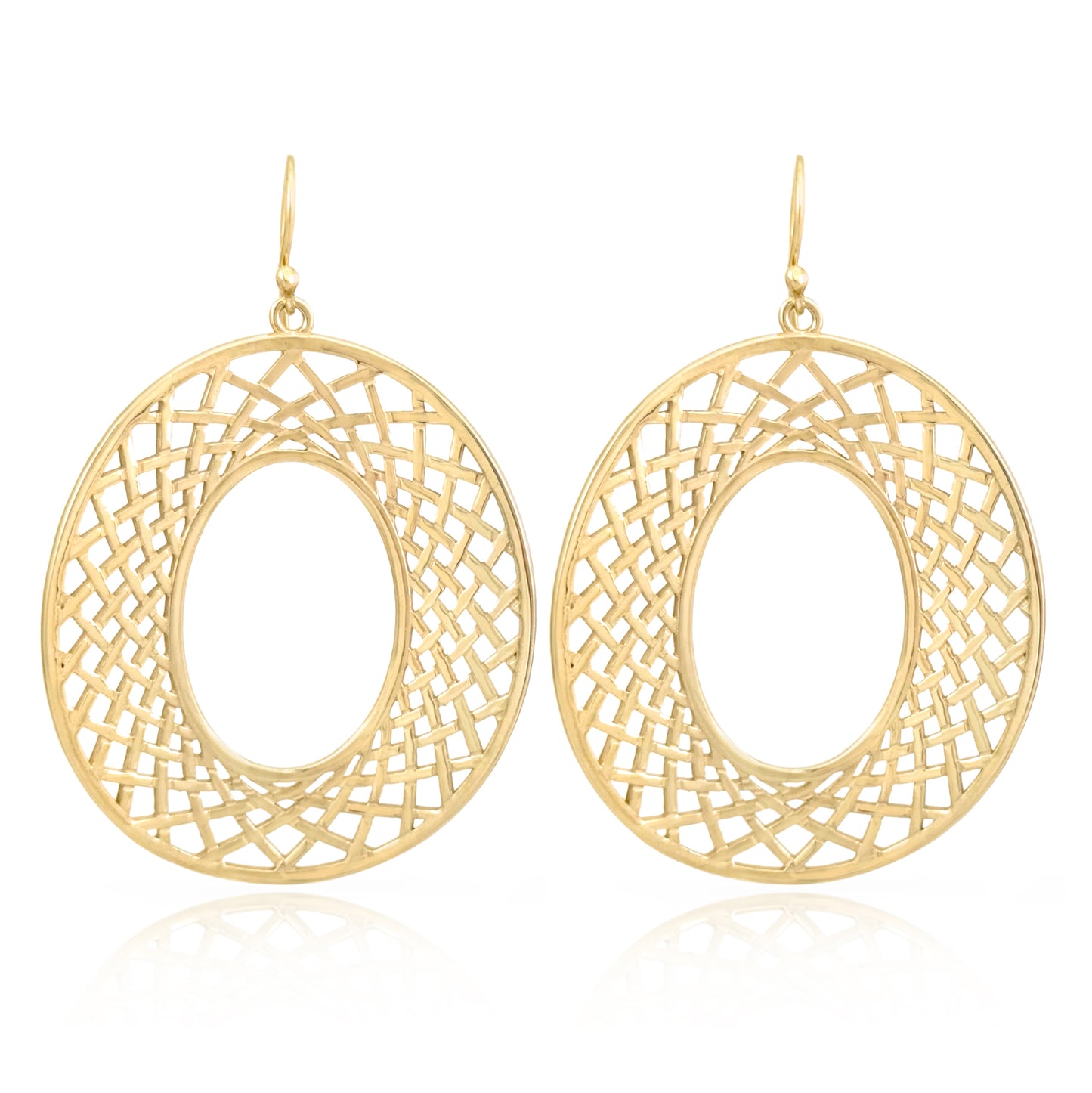 Openwork Oval Drop Earrings — Geometric Statement