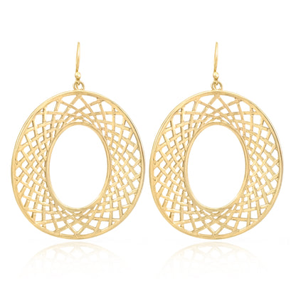 Openwork Oval Drop Earrings — Geometric Statement