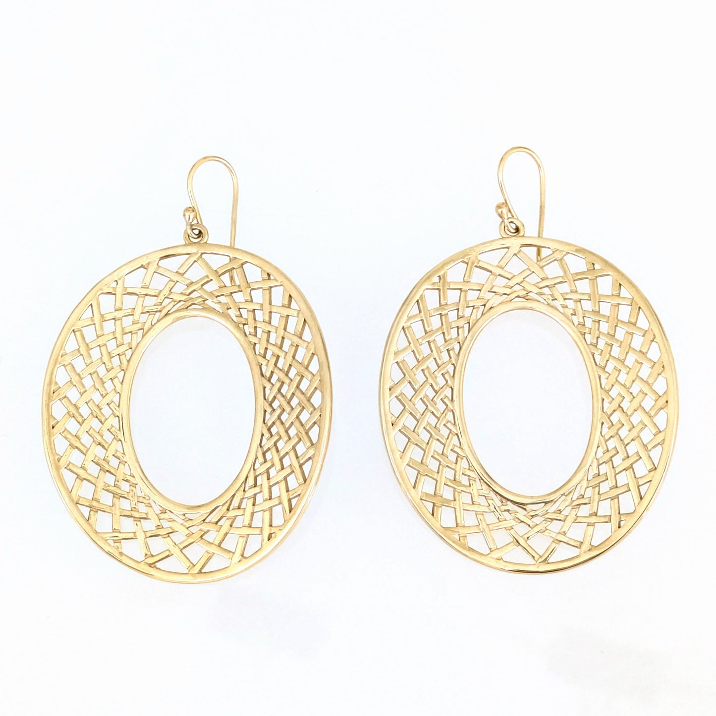 Openwork Oval Drop Earrings — Geometric Statement