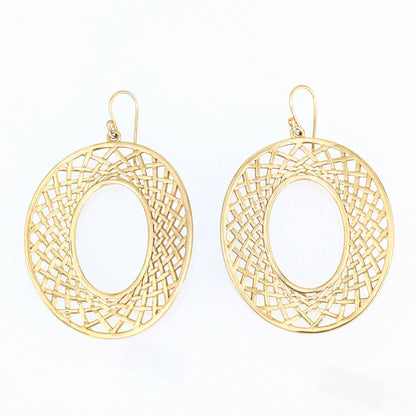 Openwork Oval Drop Earrings — Geometric Statement