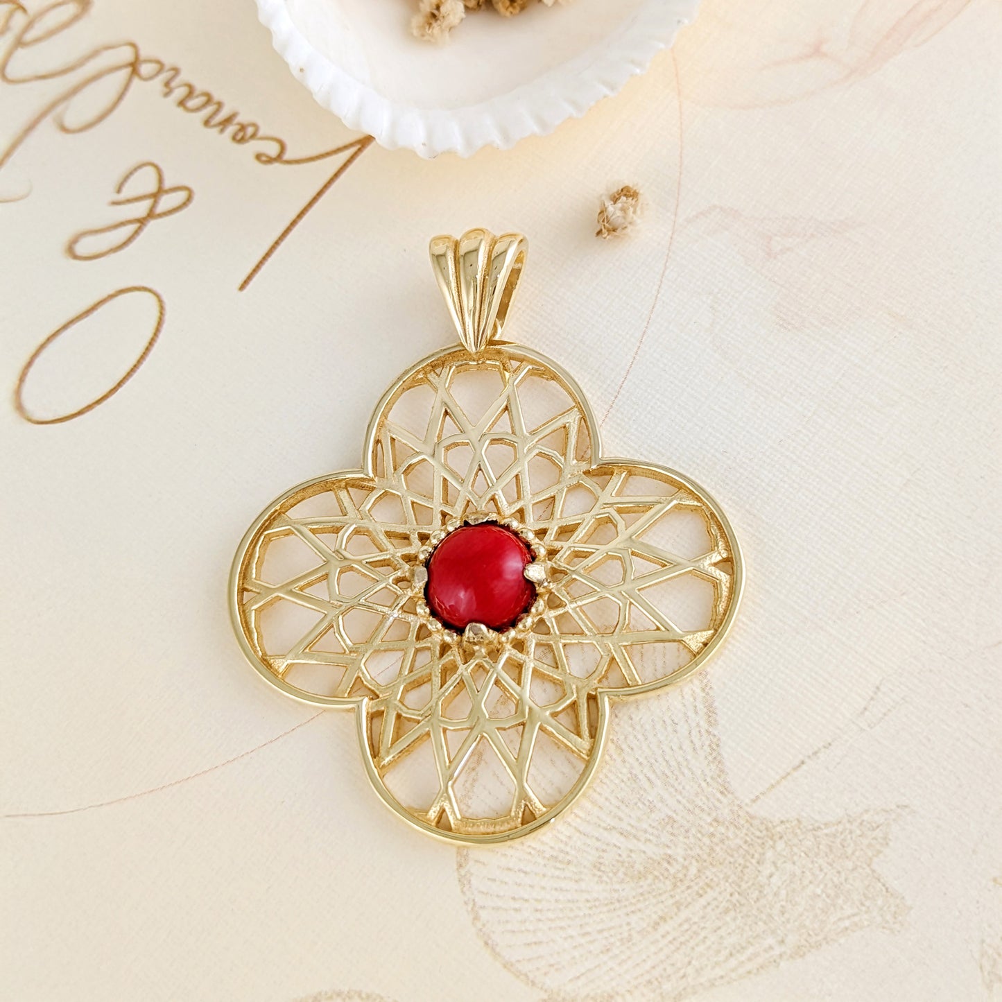 Geometric Sculptural Filigree Pendant