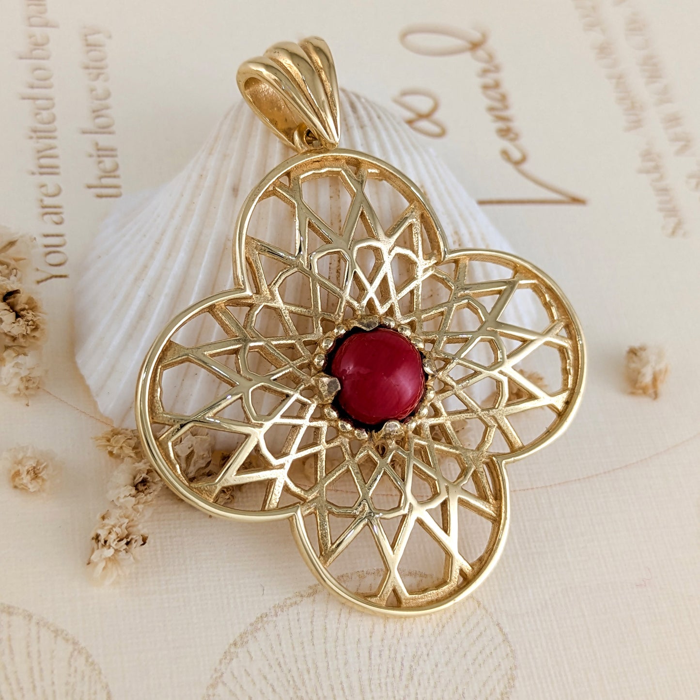 Geometric Sculptural Filigree Pendant