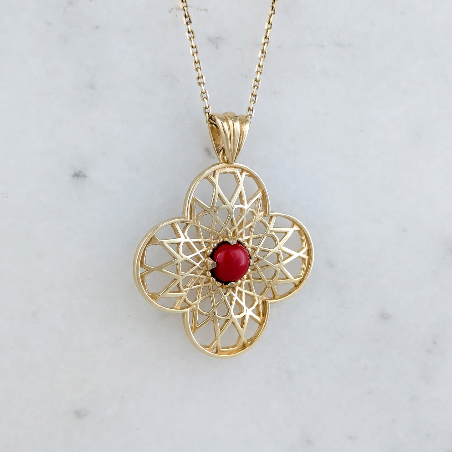 Geometric Sculptural Filigree Pendant
