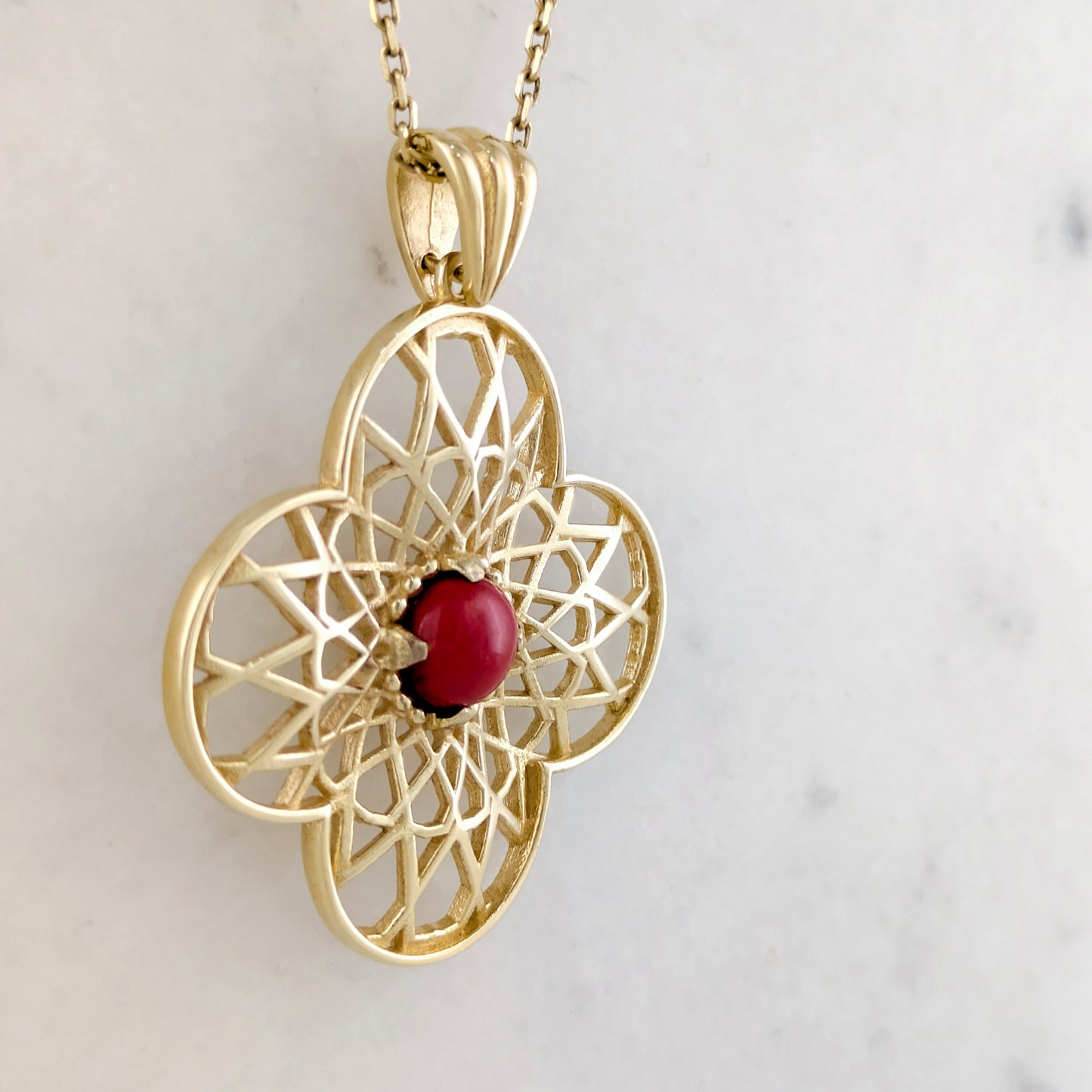 Geometric Sculptural Filigree Pendant