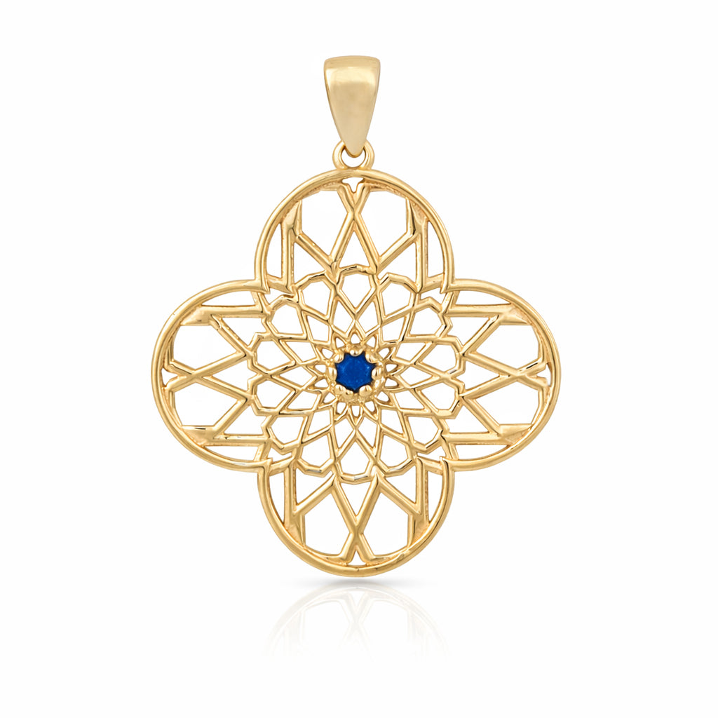 Blue Crystal Geometric Pendant Charm