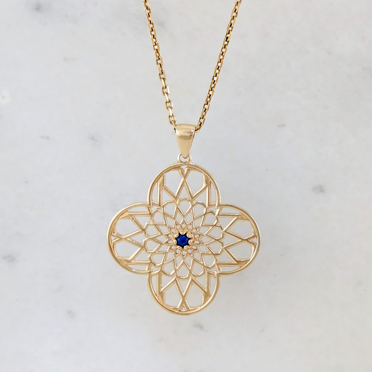 Blue Crystal Geometric Pendant Charm