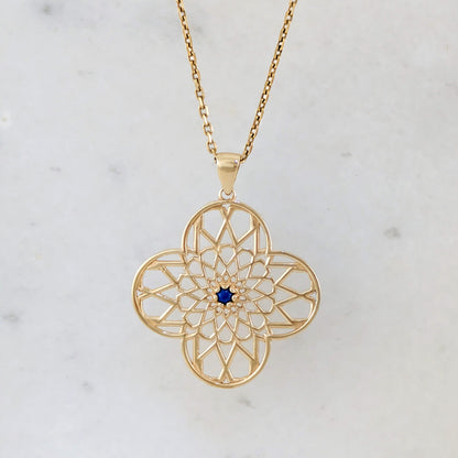 Blue Crystal Geometric Pendant Charm