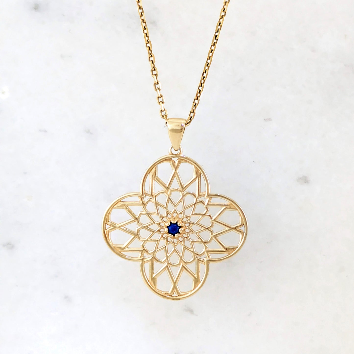 Blue Crystal Geometric Pendant Charm