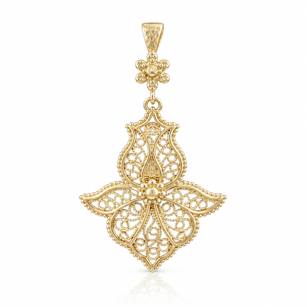 Floral Cross Openwork Pendant