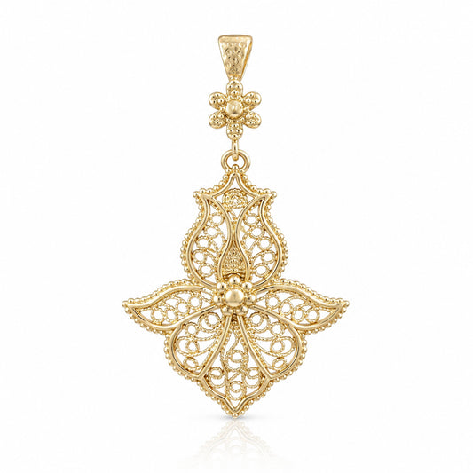 Floral Cross Openwork Pendant