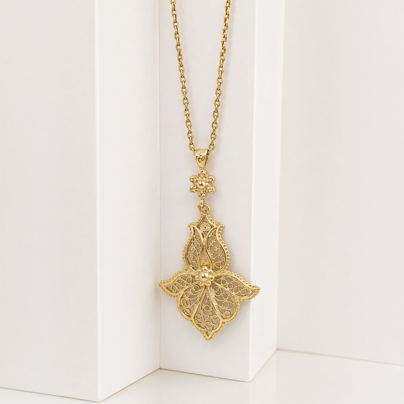 Floral Cross Openwork Pendant