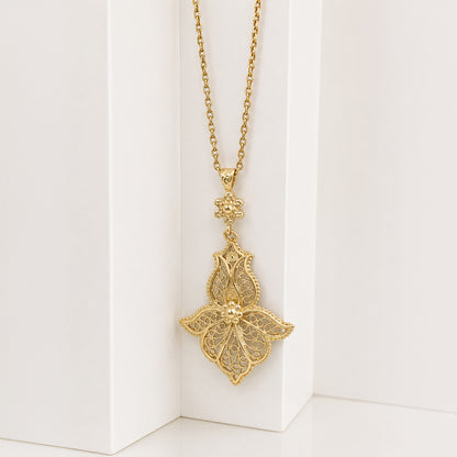 Floral Cross Openwork Pendant