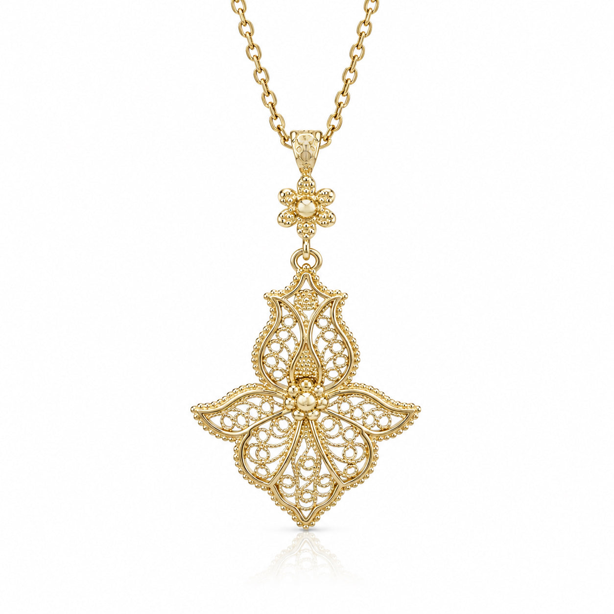 Floral Cross Openwork Pendant
