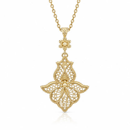 Floral Cross Openwork Pendant