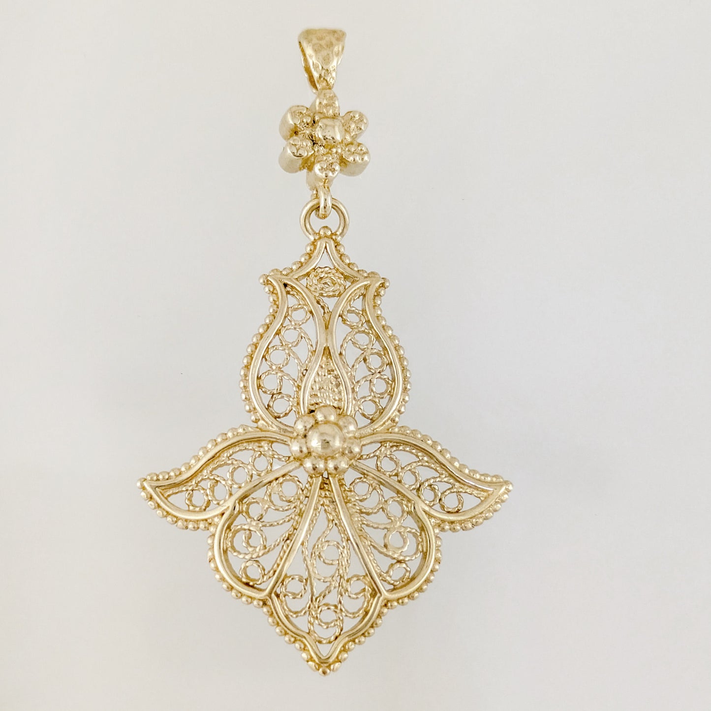 Floral Cross Openwork Pendant