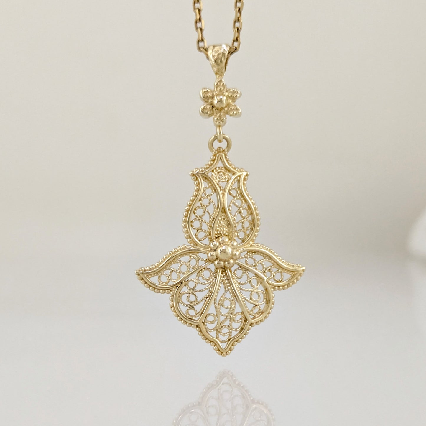 Floral Cross Openwork Pendant