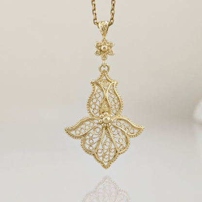 Floral Cross Openwork Pendant